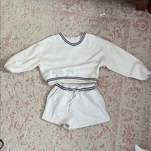 Pink rose crew neck and shorts set